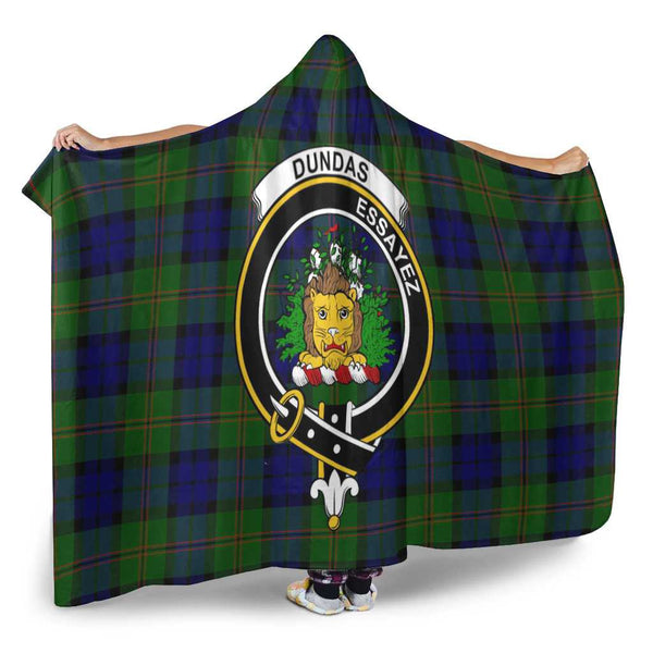Scottish Dundas Clan Crest Tartan Hooded Blanket Tartan Plaid 2