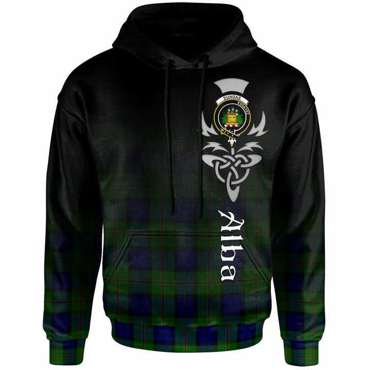Scottish Dundas Clan Crest Tartan Hoodie - Alba Gu Brath Family Crest Celtic Inspired Front Side Tartan Plaid