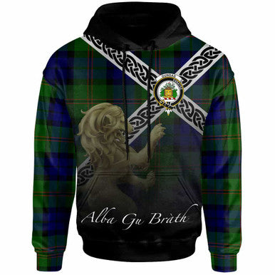 Scottish Dundas Clan Crest Tartan Hoodie - Scotland Lion Front Side Tartan Plaid
