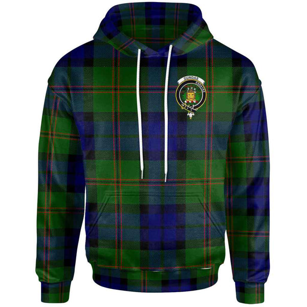 Scottish Dundas Clan Crest Tartan Hoodie Front Side Tartan Plaid