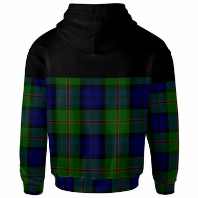 Scottish Dundas Clan Crest Tartan Hoodie - Horizontal Style Back Side Tartan Plaid