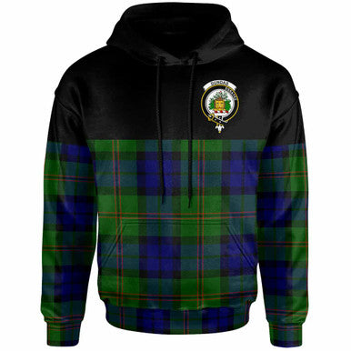 Scottish Dundas Clan Crest Tartan Hoodie - Horizontal Style Front Side Tartan Plaid