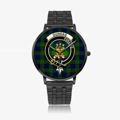 Scottish Dundas Clan Crest Tartan Instafamous Steel Quartz Watches Tartan Plaid Black 1