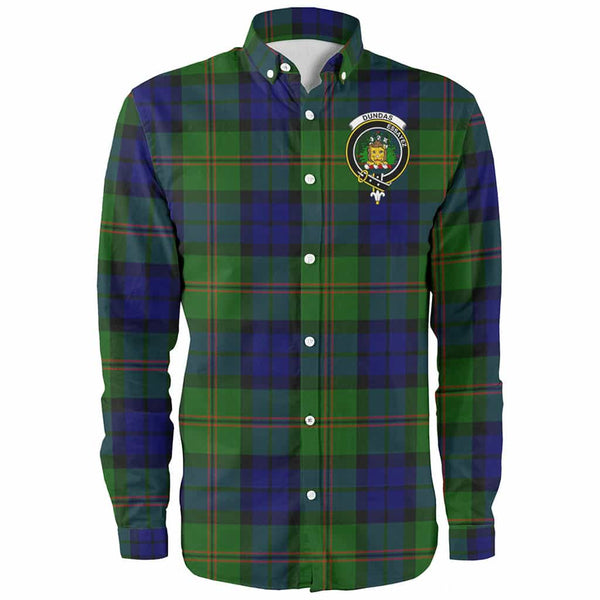Scottish Dundas Clan Crest Tartan Long Sleeve Shirt Front Side Tartan Plaid