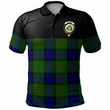 Scottish Dundas Clan Crest Tartan Polo Shirt - Horizontal Style Front Side Tartan Plaid
