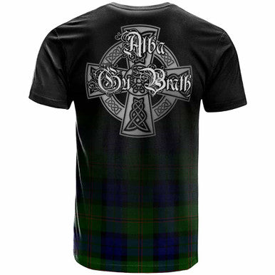 Scottish Dundas Clan Crest Tartan T-Shirt - Alba Gu Brath Family Crest Celtic Inspired Back Side Tartan Plaid
