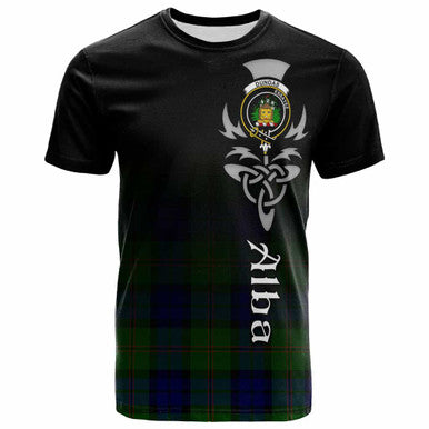Scottish Dundas Clan Crest Tartan T-Shirt - Alba Gu Brath Family Crest Celtic Inspired Front Side Tartan Plaid