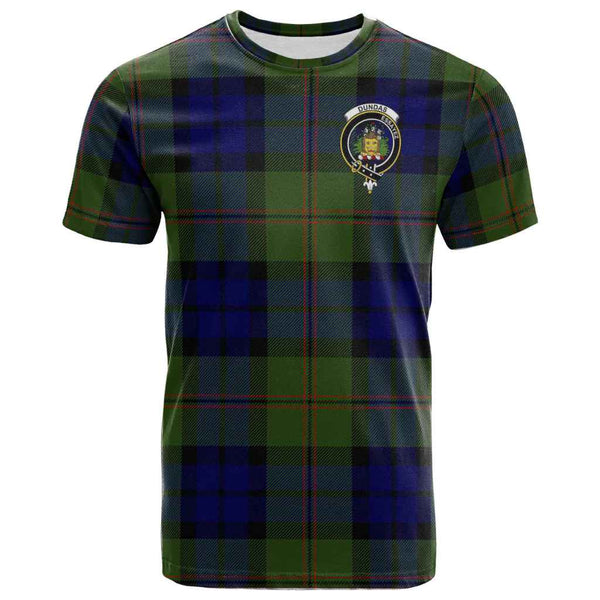Scottish Dundas Clan Crest Tartan T-Shirt Front Side Tartan Plaid