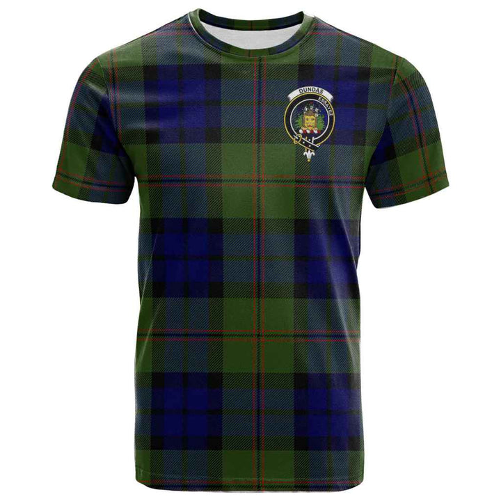 Scottish Dundas Clan Crest Tartan T-Shirt Front Side Tartan Plaid