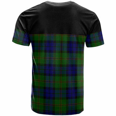 Scottish Dundas Clan Crest Tartan T-Shirt - Horizontal Style Back Side Tartan Plaid