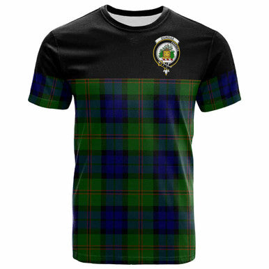 Scottish Dundas Clan Crest Tartan T-Shirt - Horizontal Style Front Side Tartan Plaid