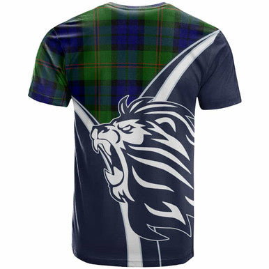 Scottish Dundas Clan Crest Tartan T-Shirt - Scottish Flag With Lion Back Side Tartan Plaid