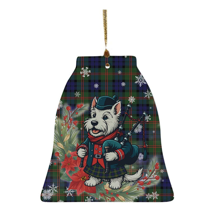 Scottish Dundas Modern 02 Clan Tartan Ceramic Ornament Cute Scottish Terrier Dog Bell Style Tartan Plaid