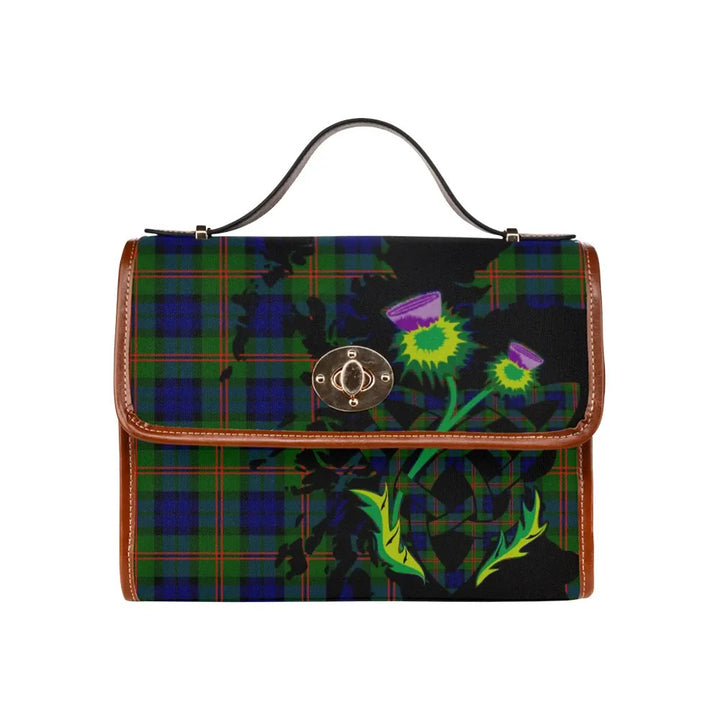 Scottish Dundas Modern 02 Clan Tartan Waterproof Canvas Bag With Thistle Tartan Plaid 1