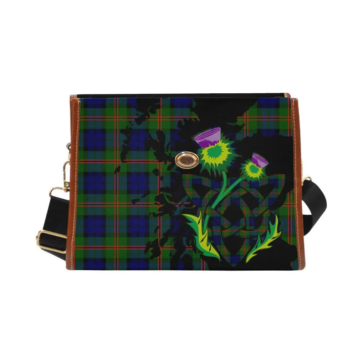 Scottish Dundas Modern 02 Clan Tartan Waterproof Canvas Bag With Thistle Tartan Plaid 2