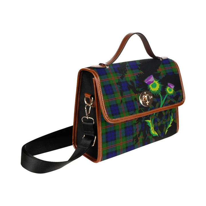 Scottish Dundas Modern 02 Clan Tartan Waterproof Canvas Bag With Thistle Tartan Plaid 3