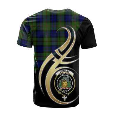 Scottish Dundas Modern Clan Crest Tartan T-Shirt Believe in Me Back Side Tartan Plaid