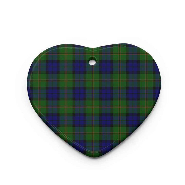 Scottish Dundas Modern Clan Tartan Ceramic Ornament Heart Shape Tartan Plaid