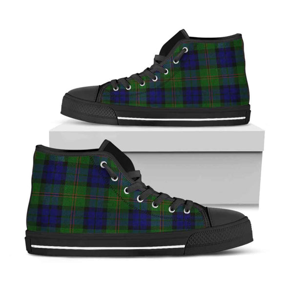 Scottish Dundas Modern Clan Tartan High Top Shoes Black Sole Tartan Plaid