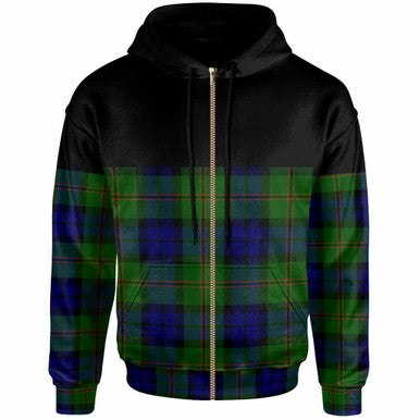 Scottish Dundas Modern Clan Tartan Hoodie - Horizontal Style Zip Tartan Plaid
