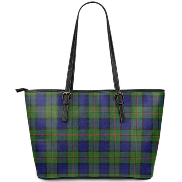 Scottish Dundas Modern Clan Tartan Leather Tote Tartan Plaid