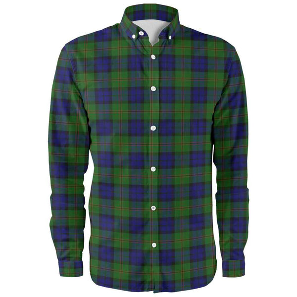 Scottish Dundas Modern Clan Tartan Long Sleeve Shirt Front Side Tartan Plaid