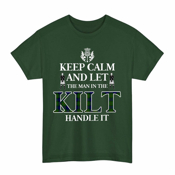 Scottish Dundas Modern Clan Tartan T-Shirt - Keep Calm Tartan Plaid Forest Green Color