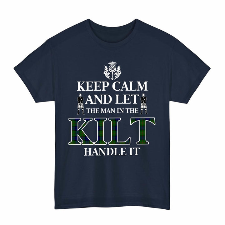 Scottish Dundas Modern Clan Tartan T-Shirt - Keep Calm Tartan Plaid Navy Color