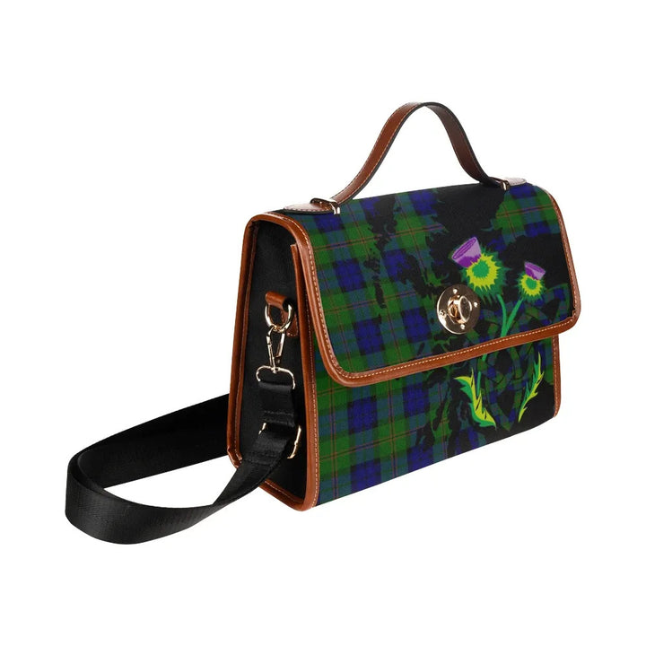 Scottish Dundas Modern Clan Tartan Waterproof Canvas Bag With Thistle Tartan Plaid 3