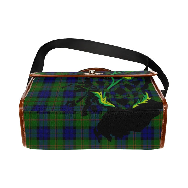 Scottish Dundas Modern Clan Tartan Waterproof Canvas Bag With Thistle Tartan Plaid 5