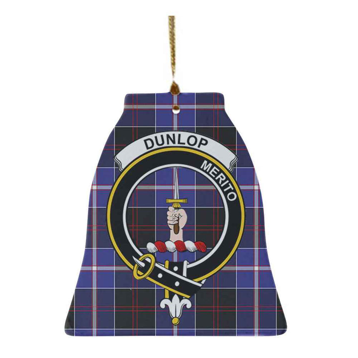 Scottish Dunlop Clan Crest Tartan Ceramic Ornament Bell Shape Tartan Plaid