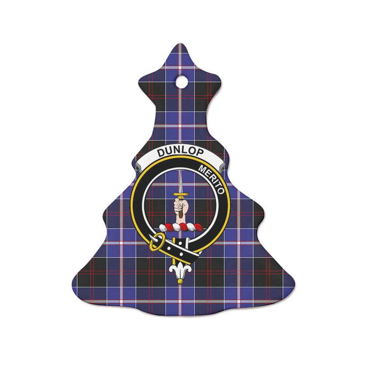 Scottish Dunlop Clan Crest Tartan Ceramic Ornament Tree Shape Tartan Plaid