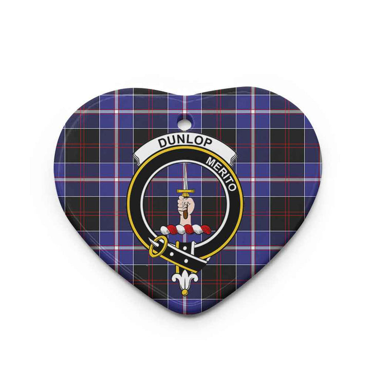 Scottish Dunlop Clan Crest Tartan Ceramic Ornament Heart Shape Tartan Plaid