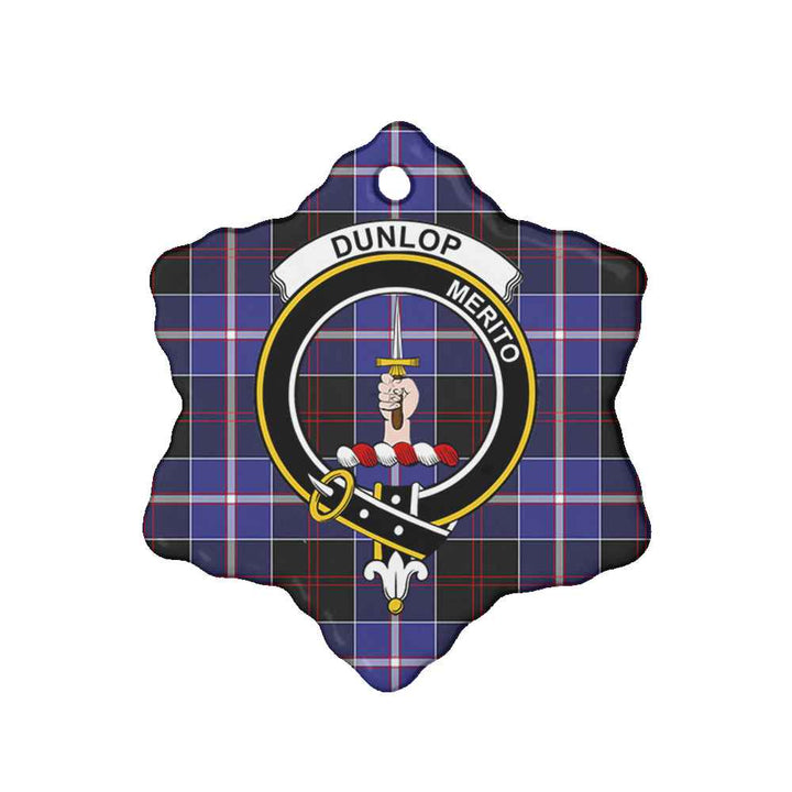 Scottish Dunlop Clan Crest Tartan Ceramic Ornament Snow Flake Shape Tartan Plaid