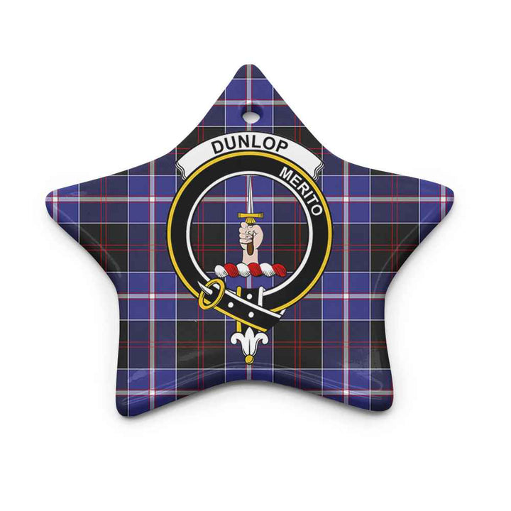 Scottish Dunlop Clan Crest Tartan Ceramic Ornament Star Shape Tartan Plaid