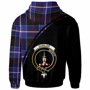 Scottish Dunlop Clan Crest Tartan Curve Hoodie Back Side Tartan Plaid