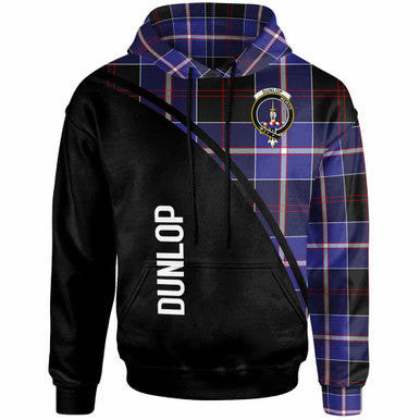 Scottish Dunlop Clan Crest Tartan Curve Hoodie Front Side Tartan Plaid