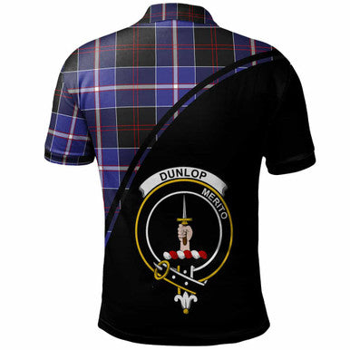 Scottish Dunlop Clan Crest Tartan Curve Polo Shirt Back Side Tartan Plaid
