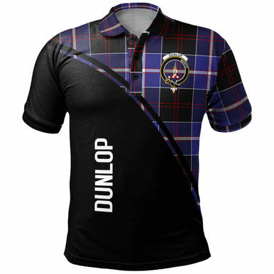 Scottish Dunlop Clan Crest Tartan Curve Polo Shirt Front Side Tartan Plaid