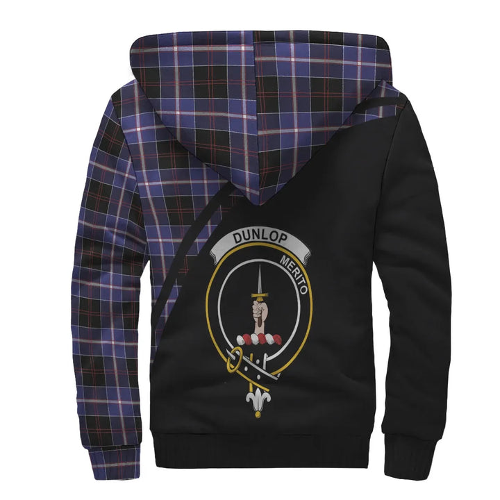 Scottish Dunlop Clan Crest Tartan Curve Sherpa Hoodie