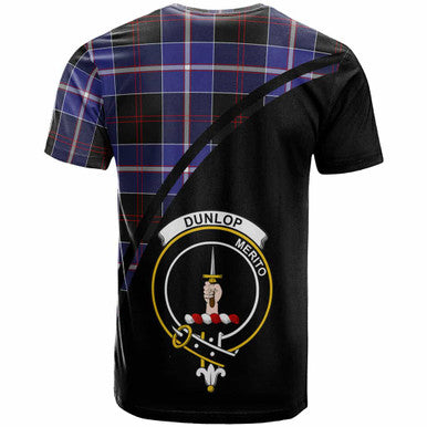Scottish Dunlop Clan Crest Tartan Curve T-Shirt Back Side Tartan Plaid