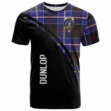 Scottish Dunlop Clan Crest Tartan Curve T-Shirt Front Side Tartan Plaid
