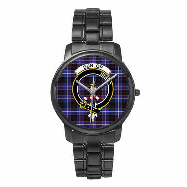 Scottish Dunlop Clan Crest Tartan Folding Clasp Steel Quartz Watches Tartan Plaid Black 1