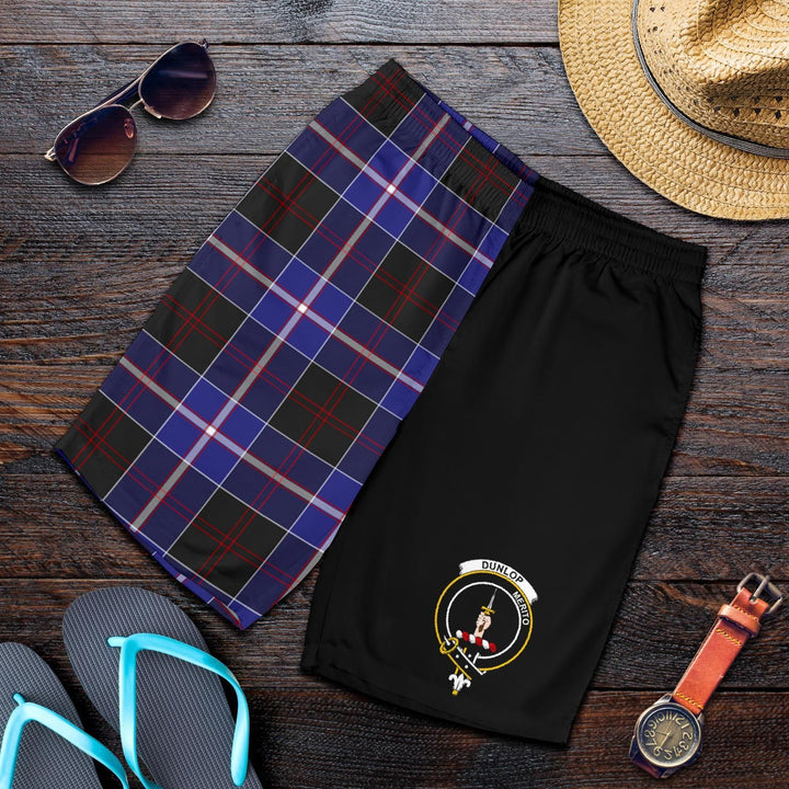 Scottish Dunlop Clan Crest Tartan Half of Me Men's Shorts