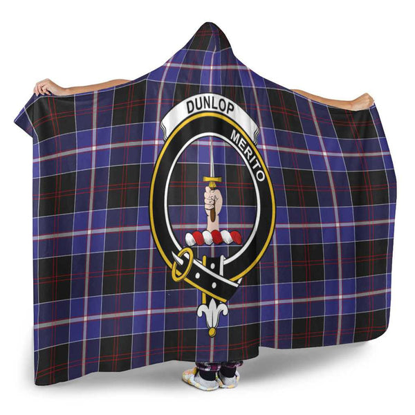 Scottish Dunlop Clan Crest Tartan Hooded Blanket Tartan Plaid 2