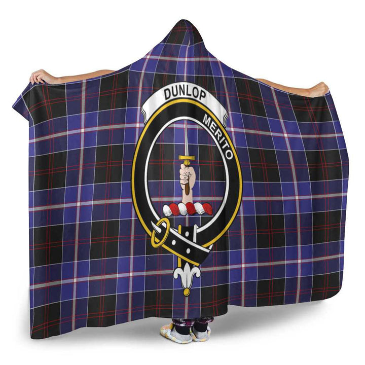 Scottish Dunlop Clan Crest Tartan Hooded Blanket Tartan Plaid 2