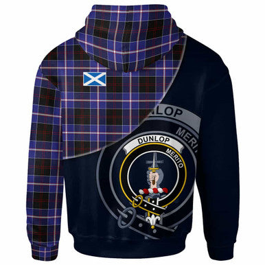 Scottish Dunlop Clan Crest Tartan Hoodie - Bend Style Back Side Tartan Plaid