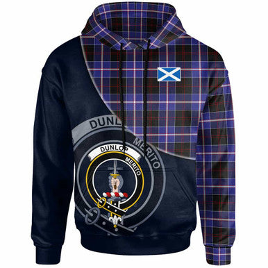 Scottish Dunlop Clan Crest Tartan Hoodie - Bend Style Front Side Tartan Plaid