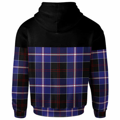 Scottish Dunlop Clan Crest Tartan Hoodie - Horizontal Style Back Side Tartan Plaid