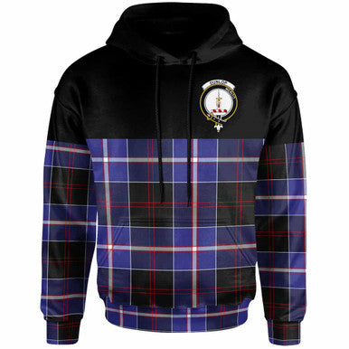 Scottish Dunlop Clan Crest Tartan Hoodie - Horizontal Style Front Side Tartan Plaid